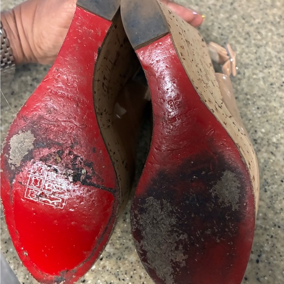 Gently Used Christian Louboutin Tan Peep-Toe Slingback Heel sz 36 box dusters - Picture 9 of 10